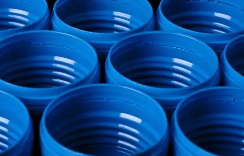 Injection moulded blue bottle caps